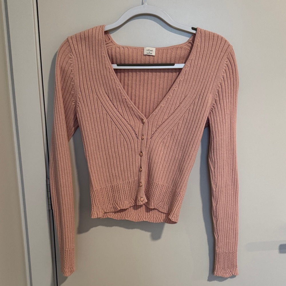 Wilfred Pink Ribbed Cardigan